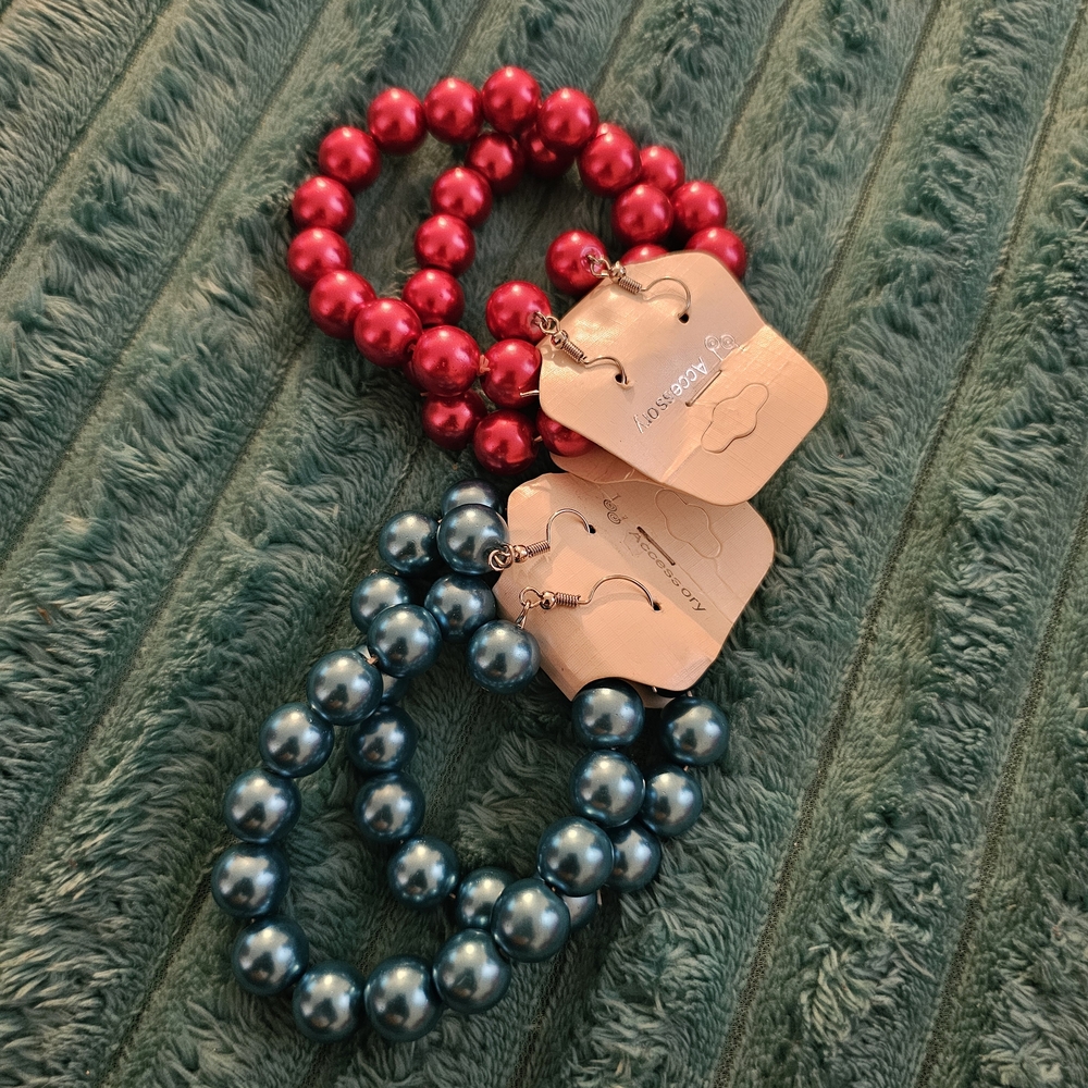 Red and Blue Beaded Bracelets